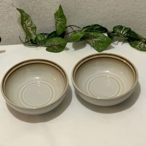 Noritake Fanfare 5621  Ivory Stoneware soup Bowls set of 2 A11